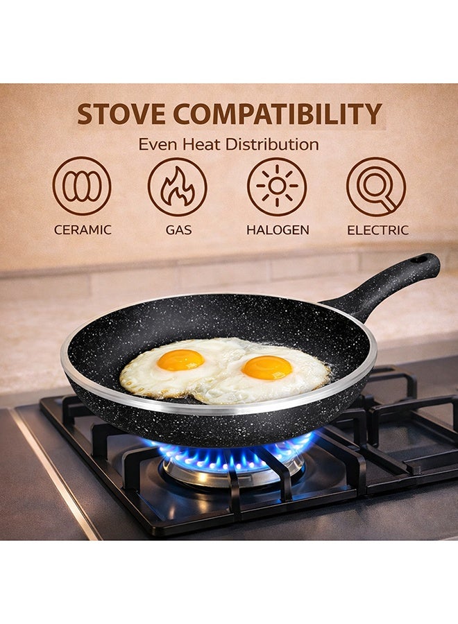 SONEX مقلاة سونيكس دايكاست إيدن غير لاصقة 24 سم، مطلية بالرخام، مقبض بارد ناعم، سهل التنظيف، خالية من PFOA، تقنية كورية لأداء يدوم - Image 5